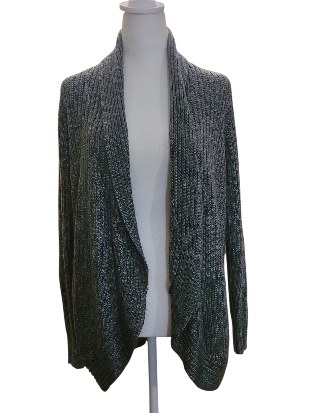 Joe Fresh Dark Gray Open-Front Ribbed Cardigan